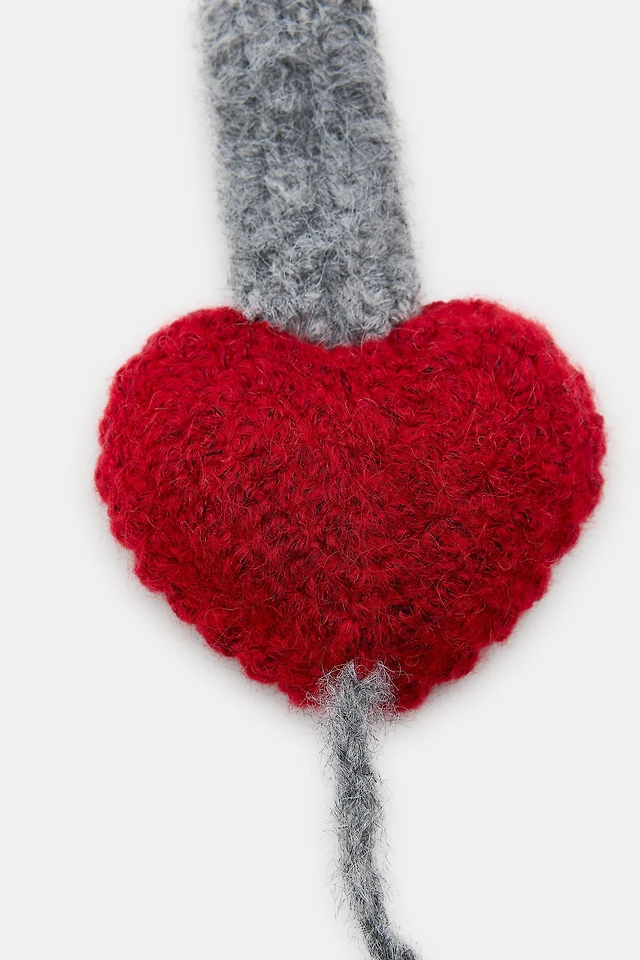 Zara ♥️♥️♥️Gray and Red Knit Earmuffs Size M NWT Zara KNITTED HEART POMPOM EARMUFFS at Mall of America® in  main image 2
