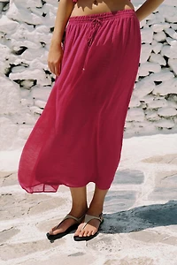 ELASTIC PRINT MIDI SKIRT