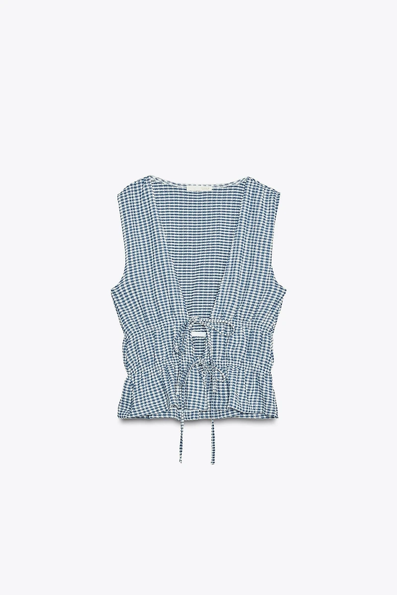 GINGHAM TIE TOP