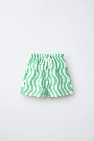 WAVY PRINT PLUSH SHORTS