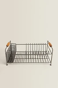 IRON AND ACACIA WOOD DISH RACK