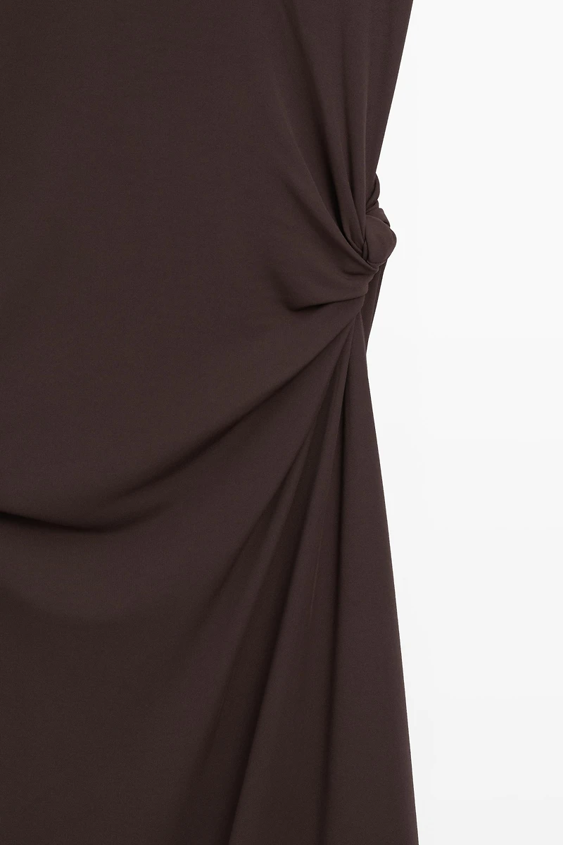 Asymmetric ruched midi dress