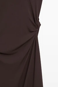 Asymmetric ruched midi dress