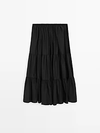 Long flared skirt with gathered detail