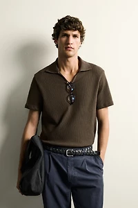 REGULAR FIT OPEN-KNIT POLO