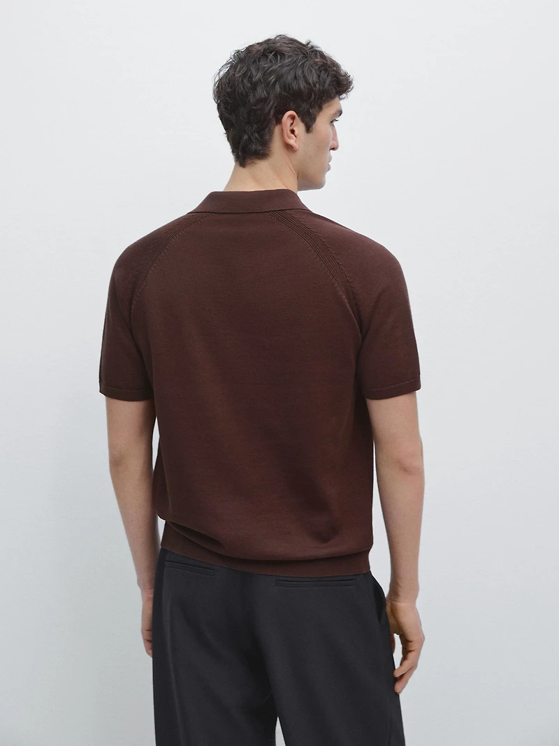 Short sleeve cotton knit polo shirt