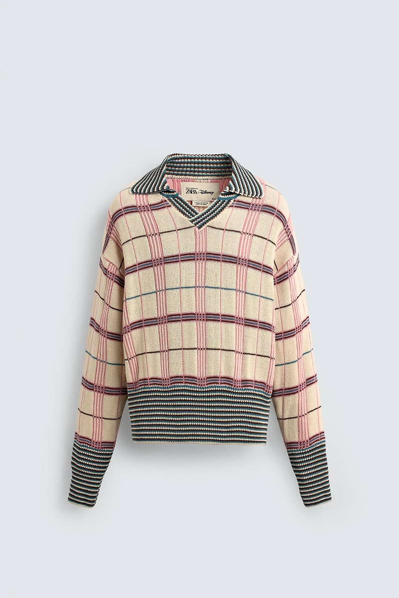 CHECK JACQUARD KNIT POLO SHIRT HARRY LAMBERT FOR ZARA X DISNEY