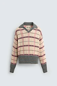 CHECK JACQUARD KNIT POLO SHIRT HARRY LAMBERT FOR ZARA X DISNEY