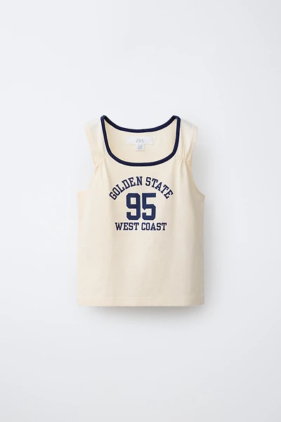 CONTRAST TRIM TEXT T-SHIRT