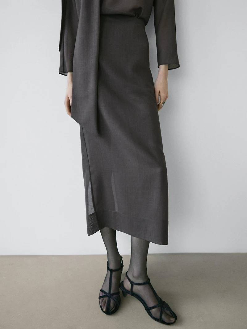Jupe midi droite transparente - STUDIO