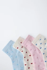 FOUR-PACK OF HEART ANKLE SOCKS