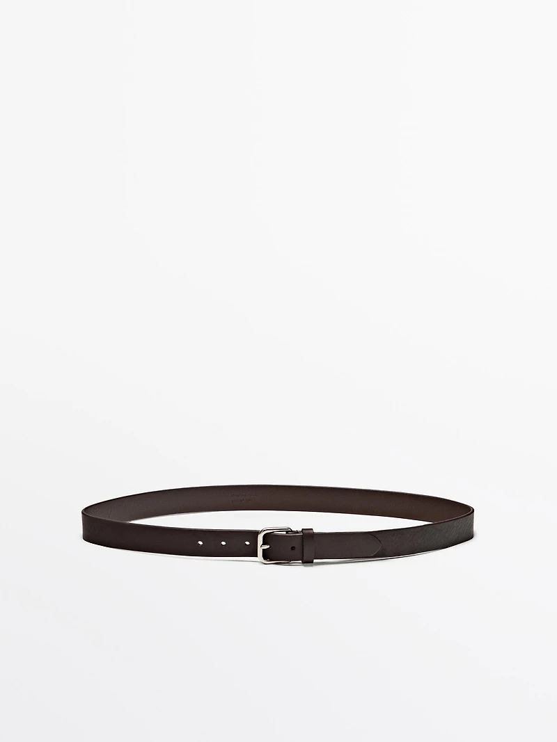 Ceinture boucle carrée en cuir nappa