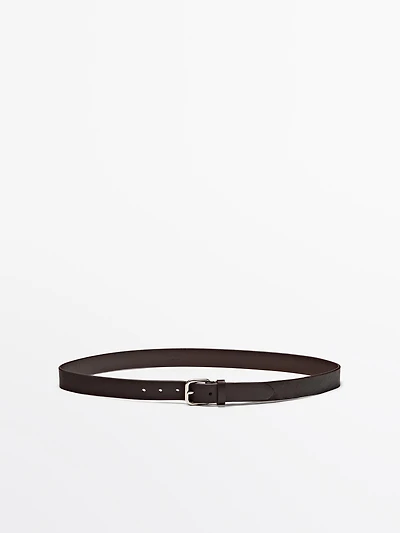 Ceinture boucle carrée en cuir nappa