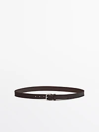 Ceinture boucle carrée en cuir nappa