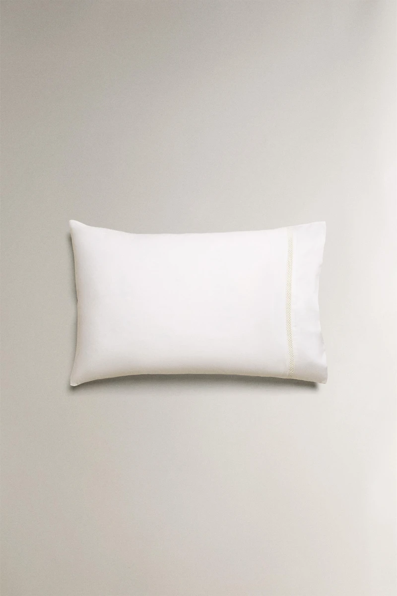 SATEEN PILLOWCASE WITH HEMSTITCHING EMBROIDERY