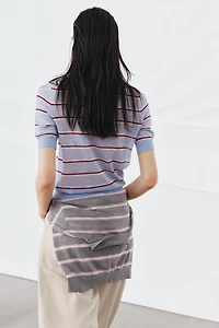 EXTRA-FINE WOOL STRIPED SHORT SLEEVE JUMPER