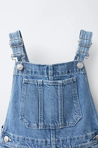 BARREL-LEG DENIM OVERALLS