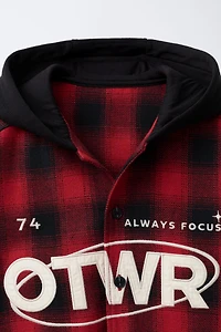 PLAID HOODED OVERSHIRT