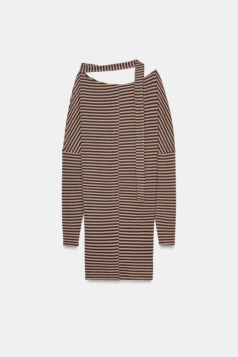 STRIPED BELTED DRESS