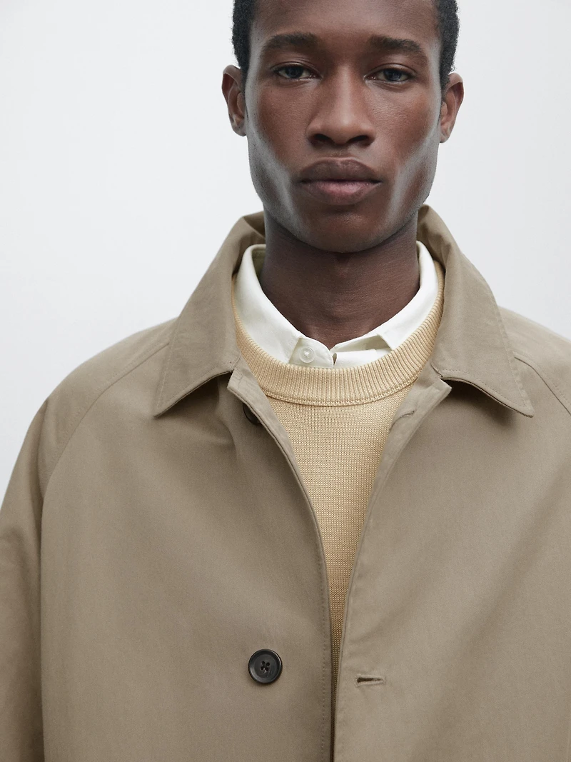 Lightweight cotton blend trench coat