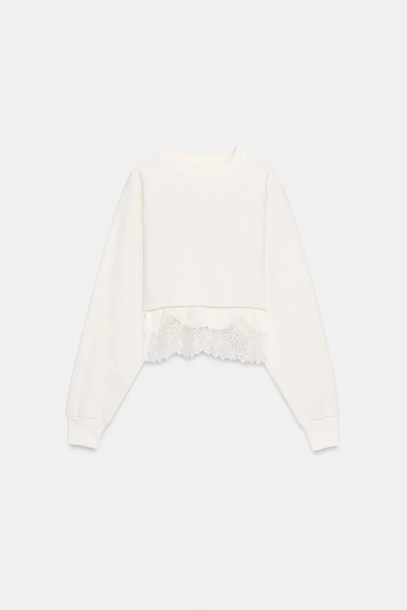 SWEAT CROP DENTELLE BIMATIÈRE