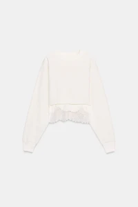 SWEAT CROP DENTELLE BIMATIÈRE