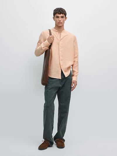 Chemise à rayures regular fit 100 % lin