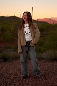 FAUX SUEDE BALLOON JACKET