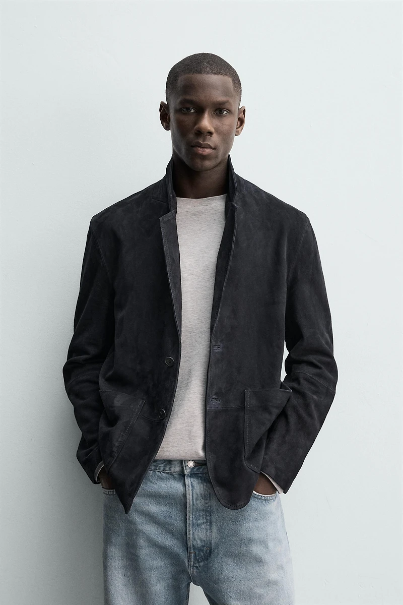 VESTE REGULAR FIT EN DAIM