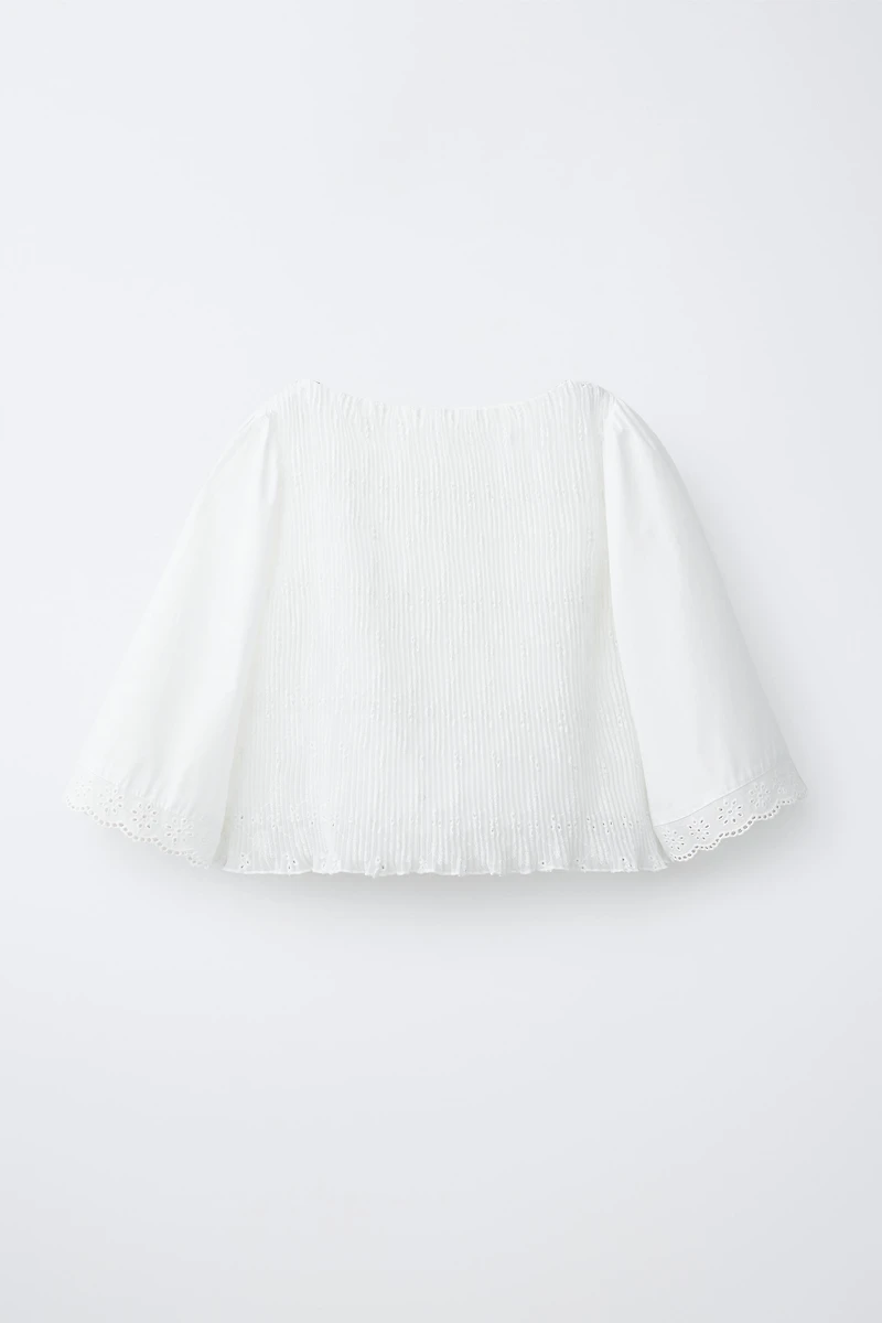 EMBROIDERED PLEATED TOP