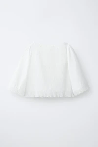 EMBROIDERED PLEATED TOP