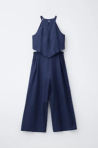 LONG LINEN BLEND JUMPSUIT