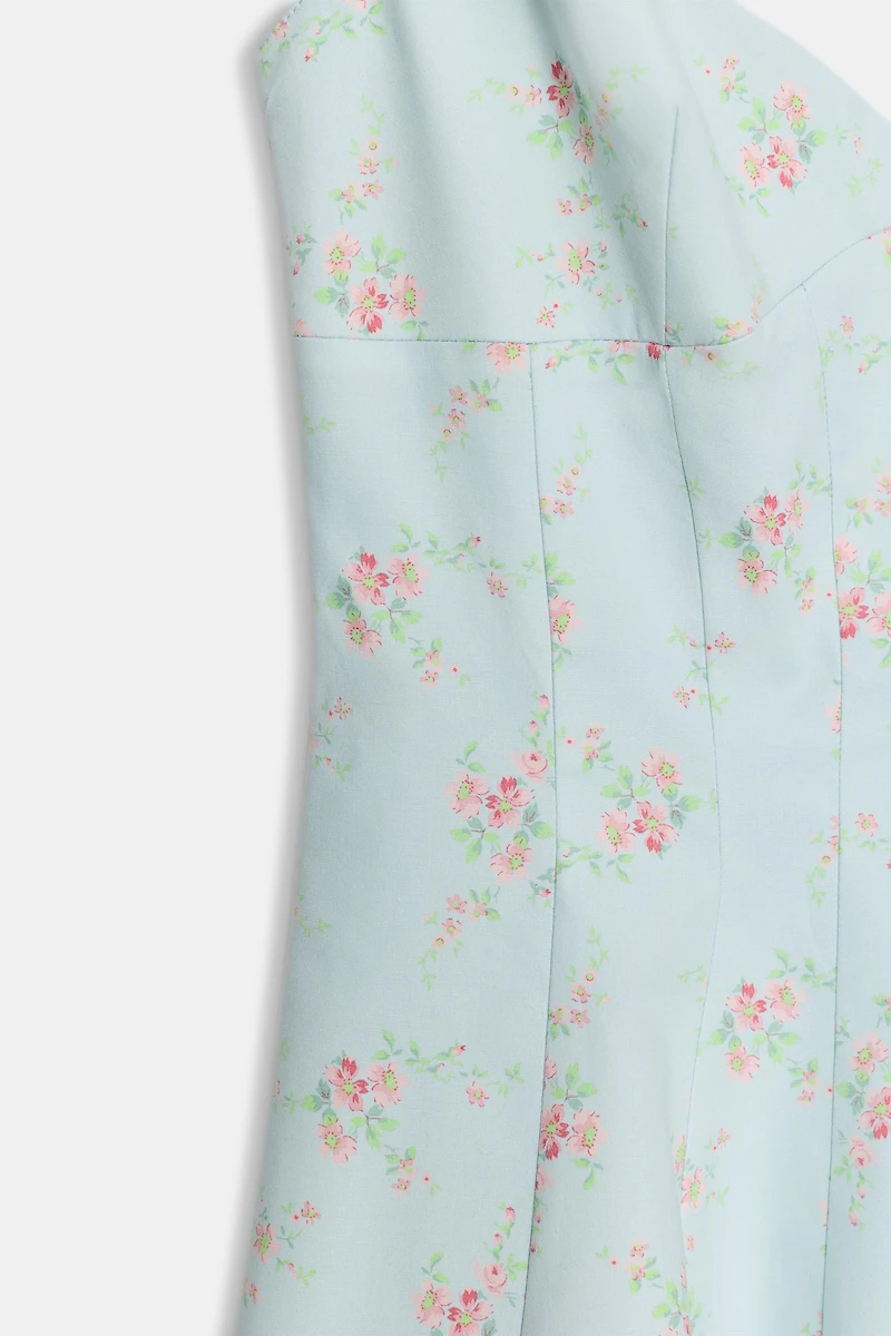 FLORAL POPLIN SHORT DRESS