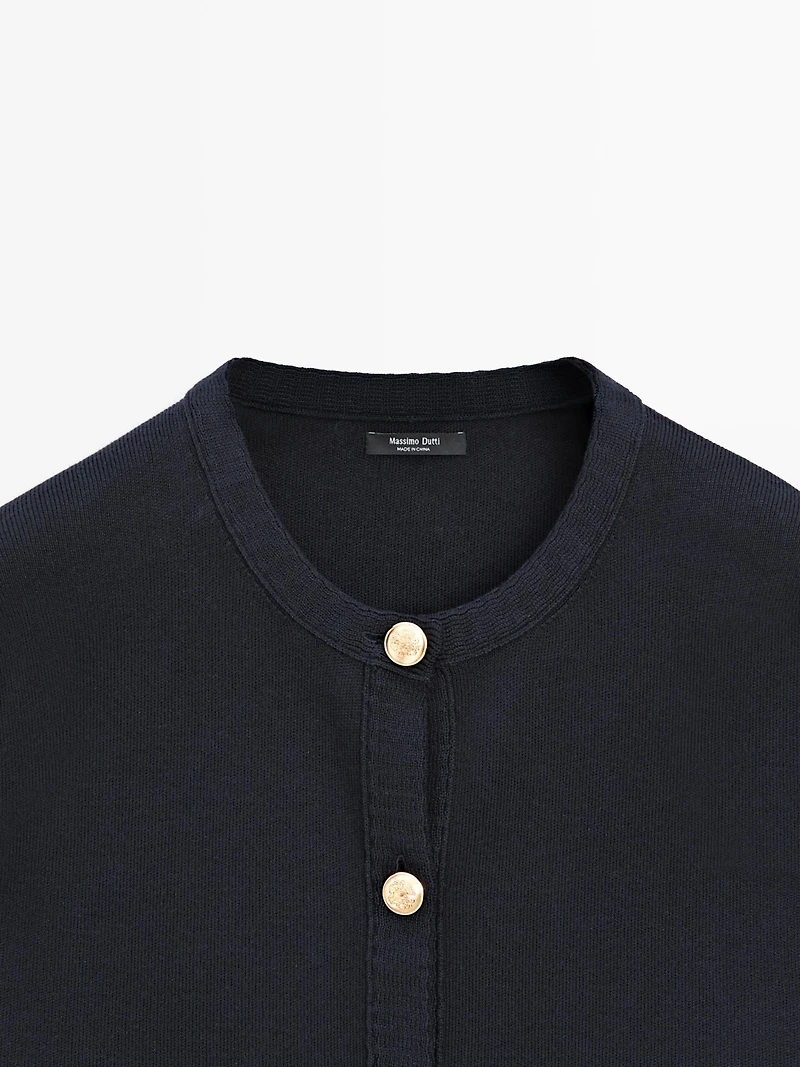 Cotton knit cardigan with gold buttons
