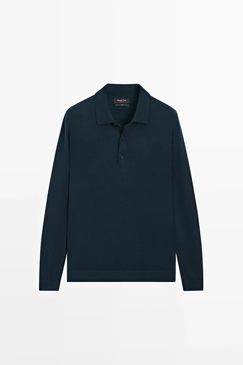 Pull polo en maille 100 % laine mérinos