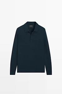 Pull polo en maille 100 % laine mérinos