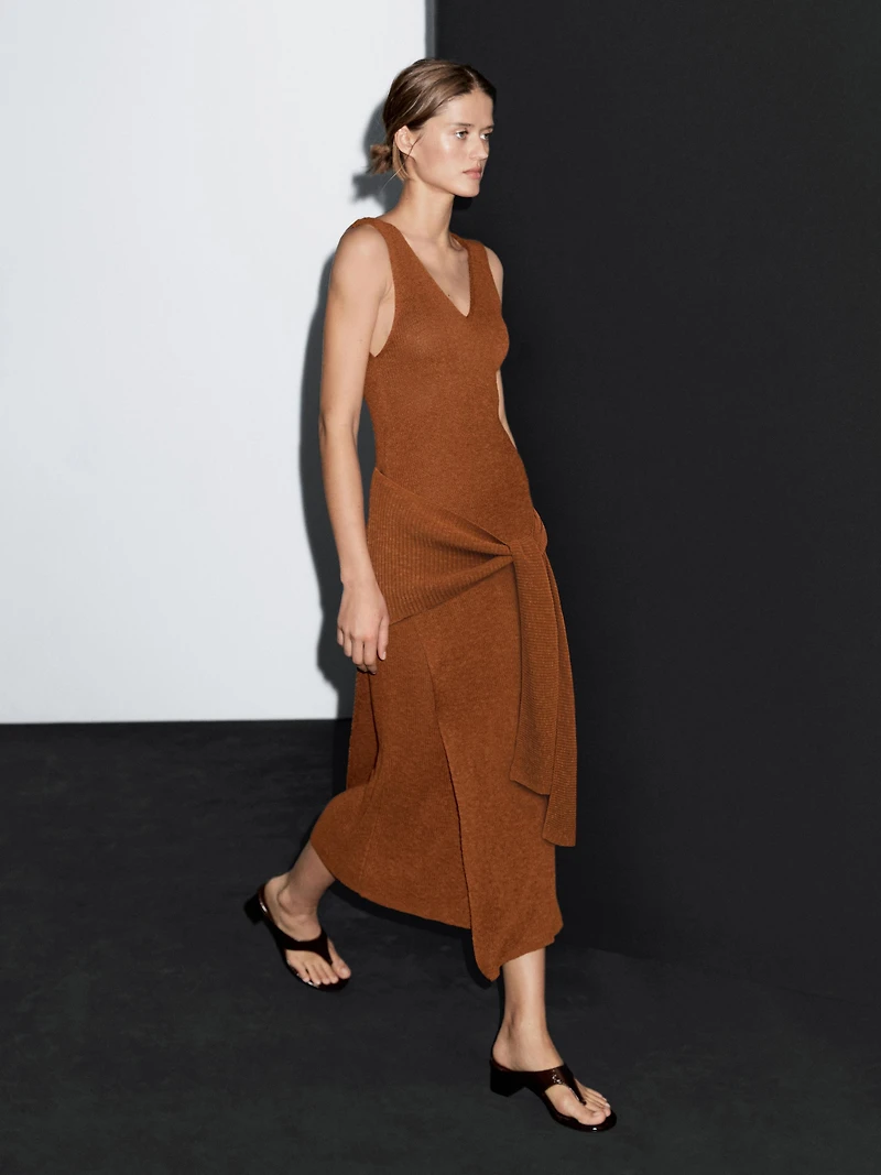 Robe longue en maille croisée