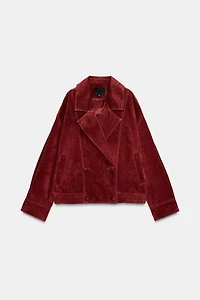 100% SUEDE LEATHER JACKET WITH TABS