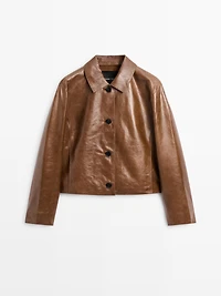 Cropped nappa leather jacket