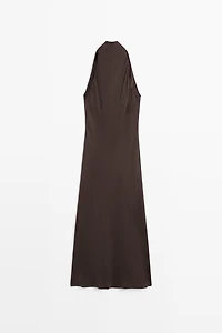 Draped neckline long dress