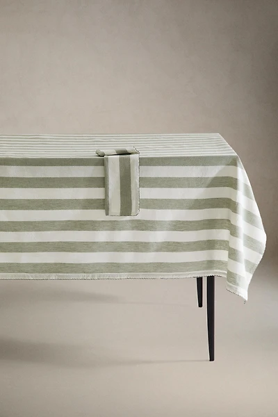DYED THREAD STRIPED TABLECLOTH
