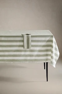 DYED THREAD STRIPED TABLECLOTH