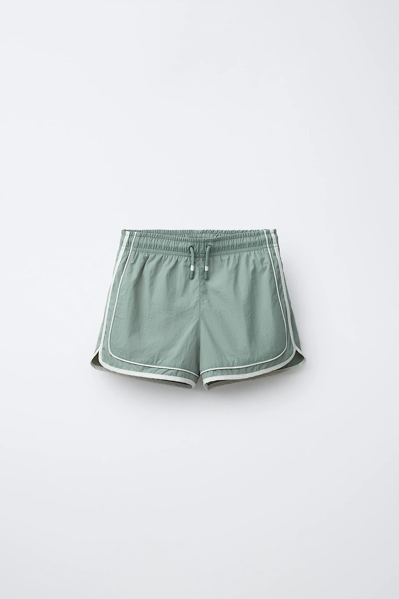6-14 ANS/ SHORT DE BAIN À BANDES CONTRASTE