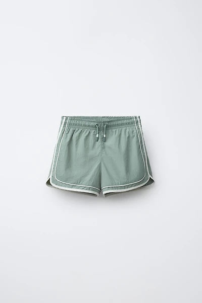 6-14 ANS/ SHORT DE BAIN À BANDES CONTRASTE