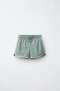 6-14 ANS/ SHORT DE BAIN À BANDES CONTRASTE