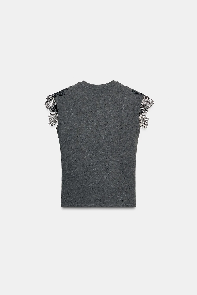 FLORAL RIBBED TOP