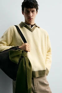 CONTRAST KNIT POLO SHIRT WITH WOOL