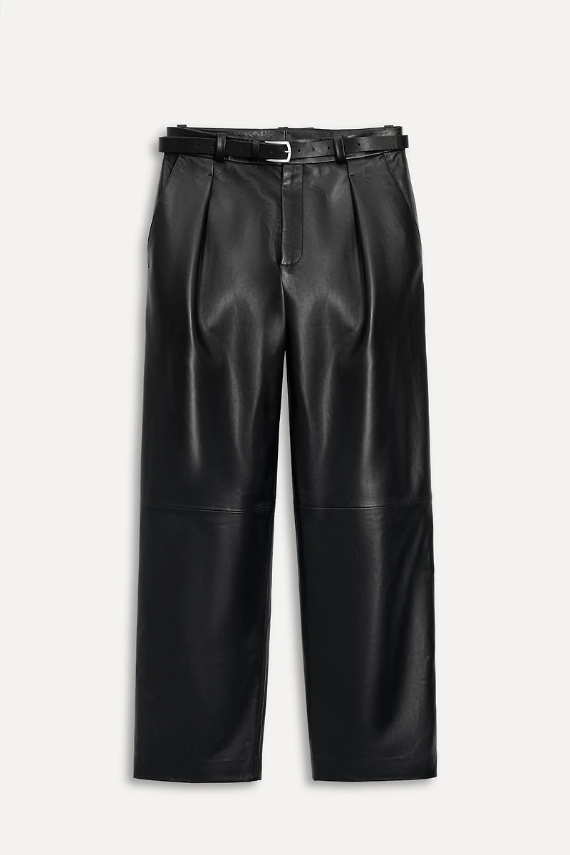 PLEATED LEATHER BELTED PANTS 50TH ANNIVERSARY