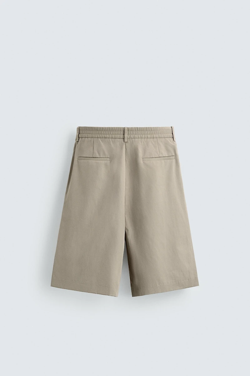 RELAXED FIT LINEN COTTON BLEND SHORTS