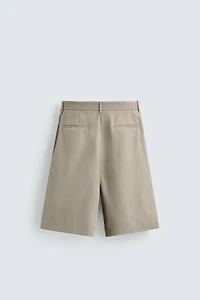 RELAXED FIT LINEN COTTON BLEND SHORTS